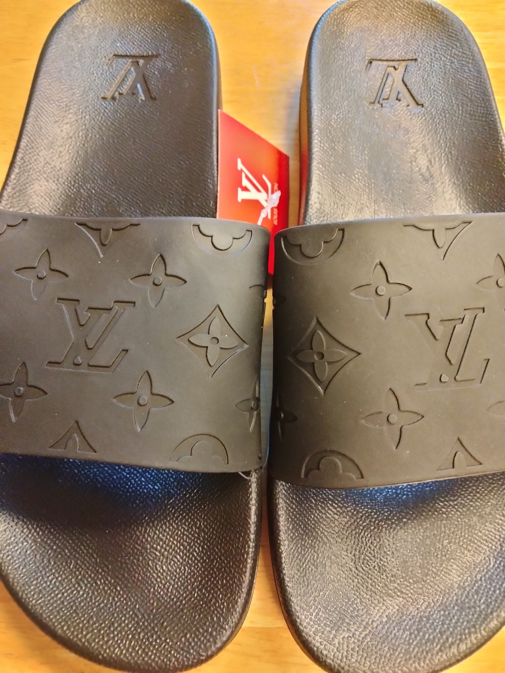 Black Monogram Slide Sandals - Picture 2 of 4